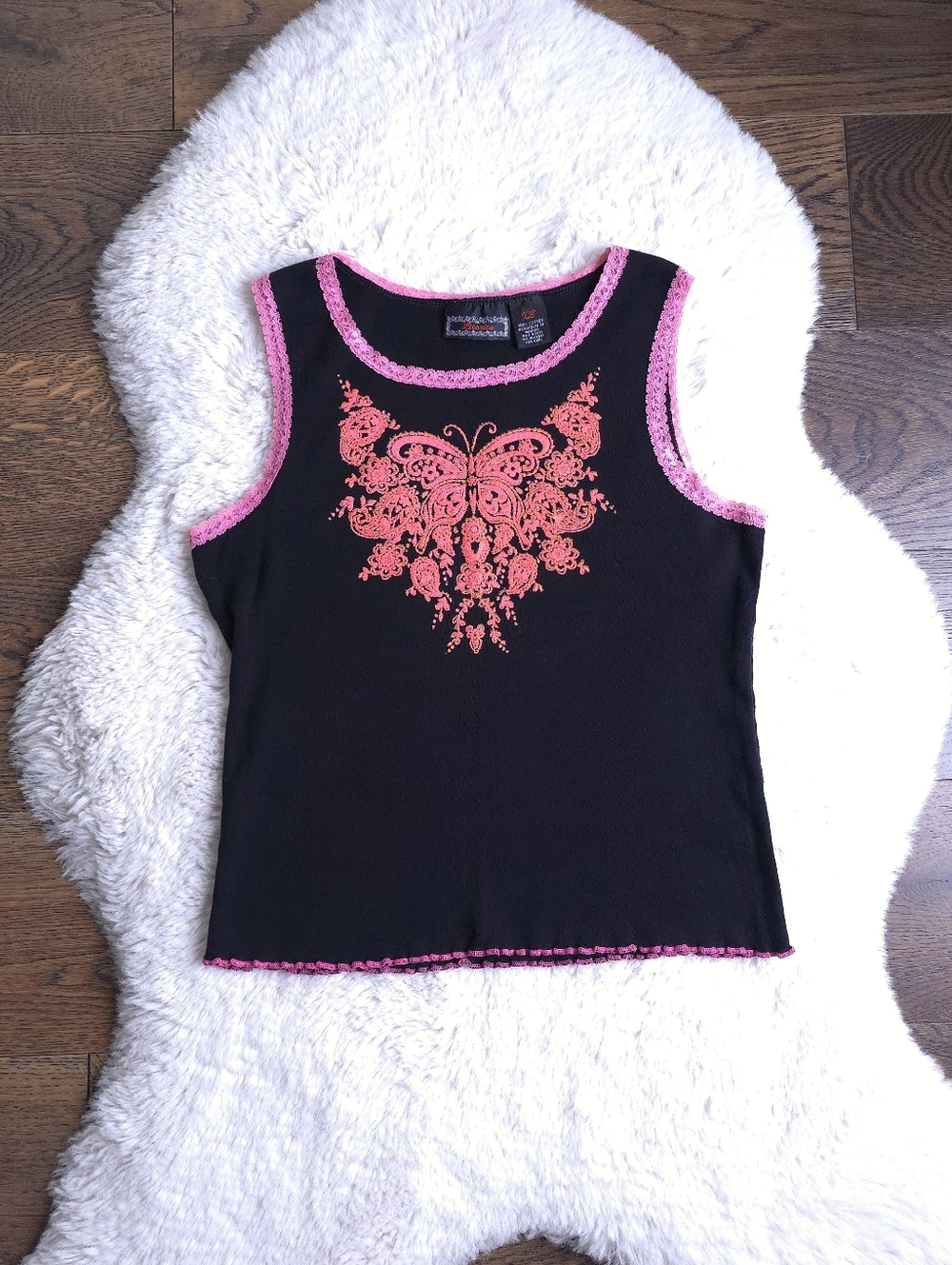 Y2K Butterfly Bubble Paisley Lace Baby Razor Top